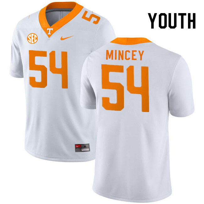 Youth #54 Gerald Mincey Tennessee Volunteers College Football Jerseys Stitched Sale-White
